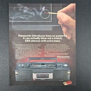 1987 Panasonic XBS Extra Bass Boost Boom Box Vintage Print Ad Blows Out A Match